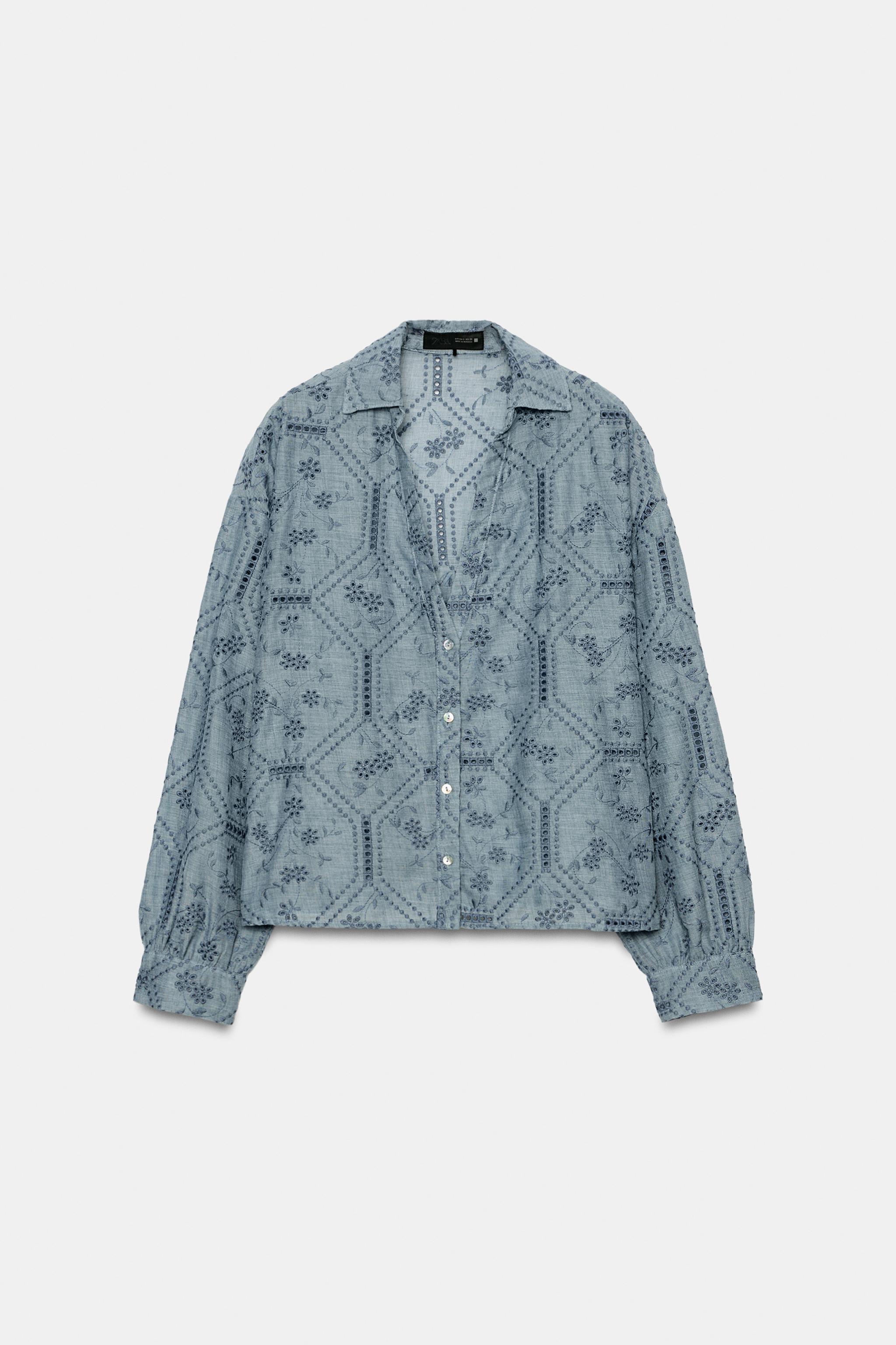 EMBROIDERED EYELET SHIRT